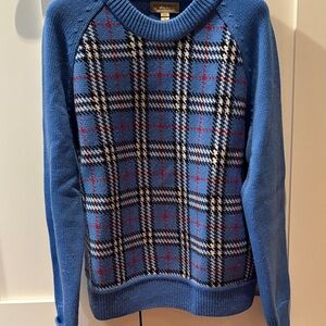 Burberry Blue and Black Plaid Crewneck Sweater